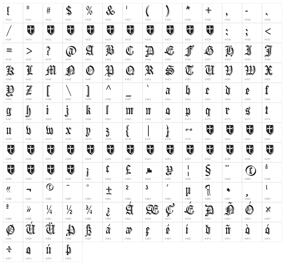 CartaMagna-Line Character Map