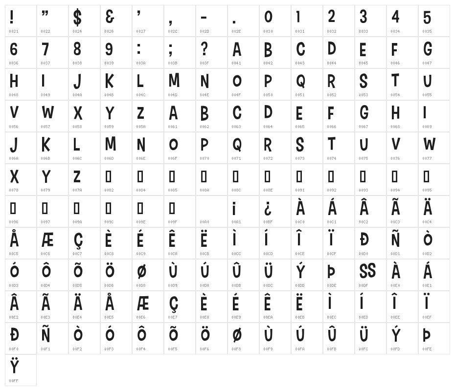 Carton Six Character Map