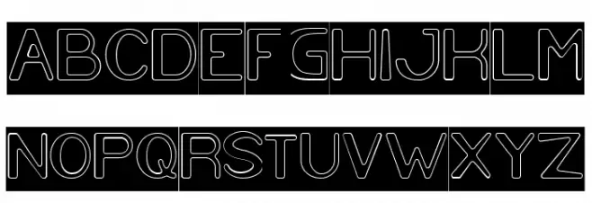 Cartoon Character-Hollow-Invers Schriftart Groß