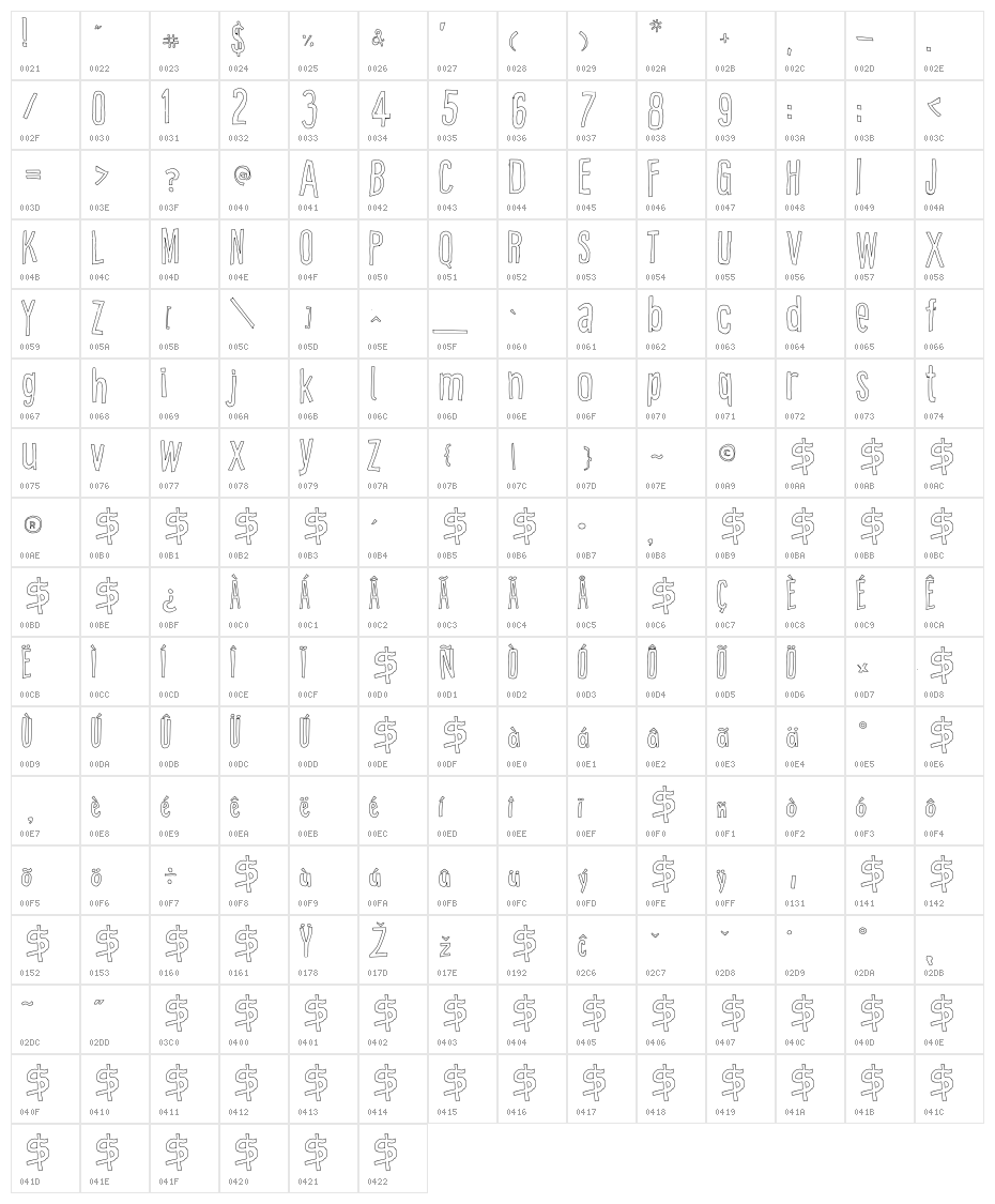 Cartoon East Outline Character Map
