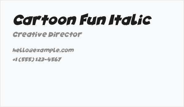 Cartoon Fun Italic Business Card