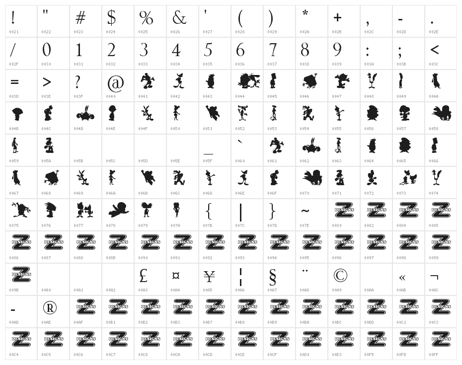 Cartoon Silhouettes Character Map