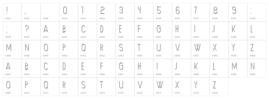 Carwash Regular Character Map