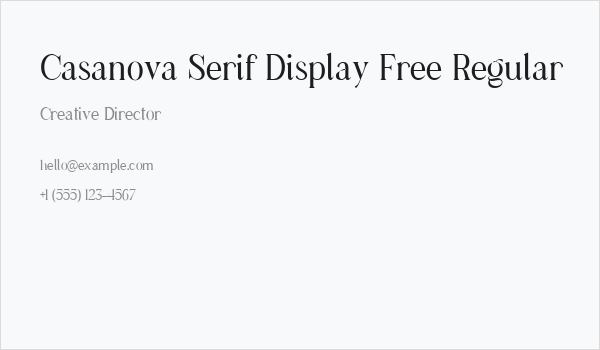 Casanova Serif Display Free Regular Business Card