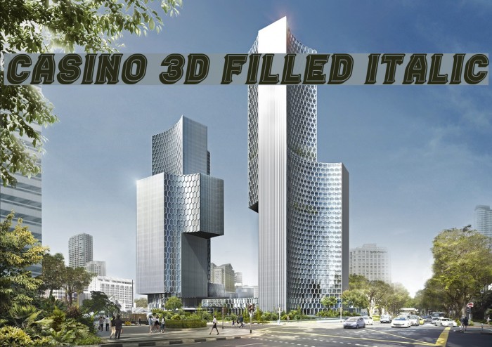 Casino 3D Filled Italic Font examples