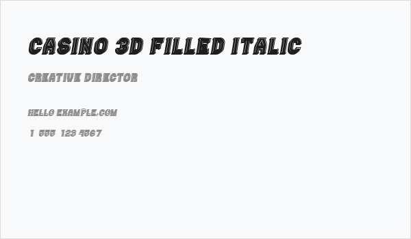 Casino 3D Filled Italic Business Card