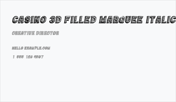 Casino 3D Filled Marquee Italic Business Card
