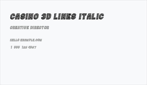Casino 3D Lines Italic Business Card