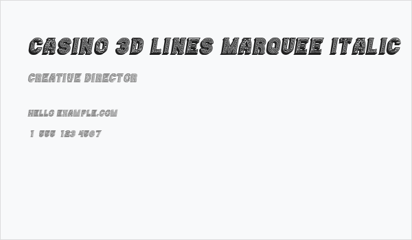 Casino 3D Lines Marquee Italic Business Card