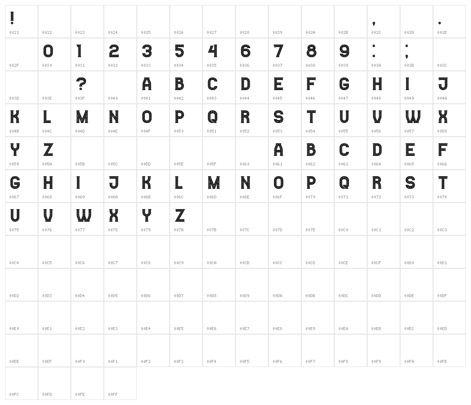 Casino Regular Character Map