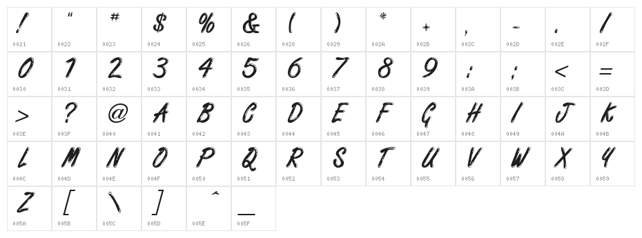 Casino Regular Character Map