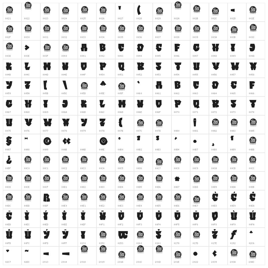 Caskey Bold Personal Use Character Map