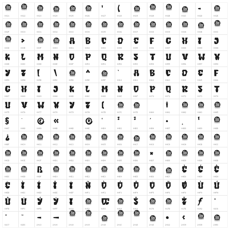 Caskey Thin Personal Use Character Map