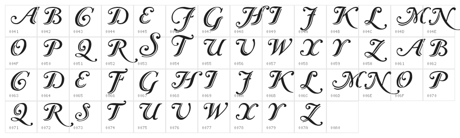 Caslon Calligraphic Initials Character Map