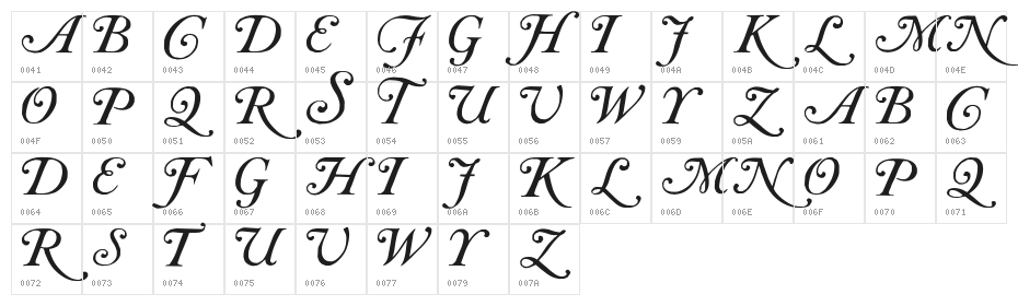 Caslon Initials Character Map
