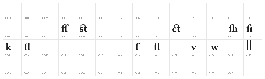 CaslonAlternateBlackSSK Character Map