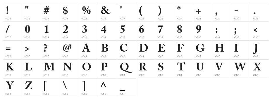 CaslonBlackSSK Character Map