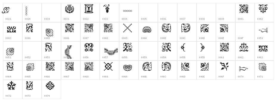 CaslonOrnamentsSSK Character Map