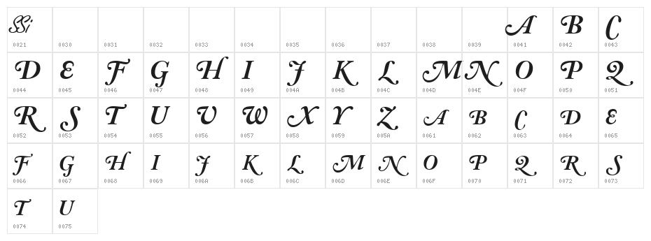 CaslonSwashBlackSCapsSSK Italic Character Map