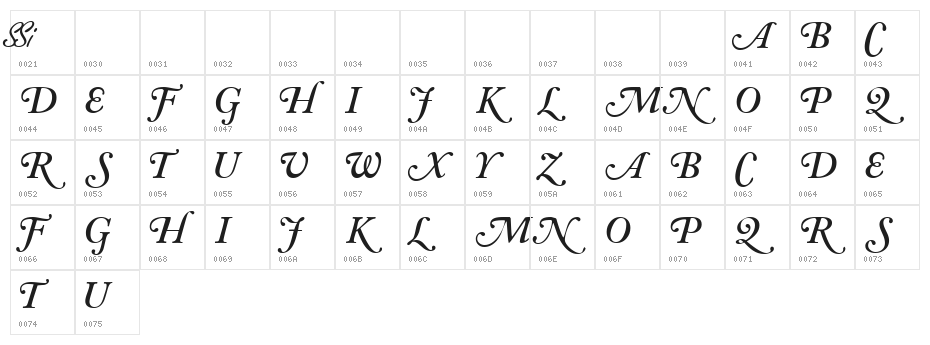CaslonSwashCapsSSK BoldItalic Character Map