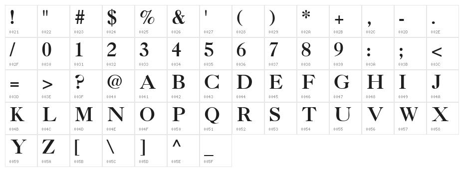 CaslonThreeSSK Character Map