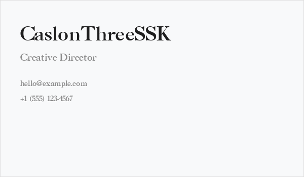 CaslonThreeSSK Business Card
