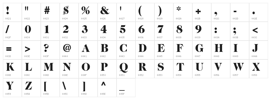 CaslonTwoBlackSSK Character Map