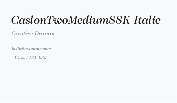 CaslonTwoMediumSSK Italic Business Card