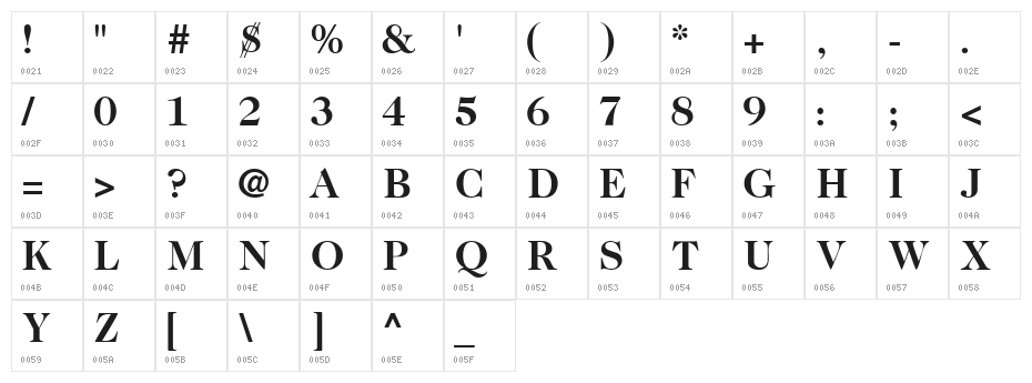 CaslonTwoSSK Bold Character Map