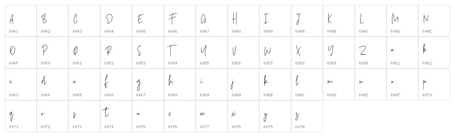 Castallier Free Font Character Map