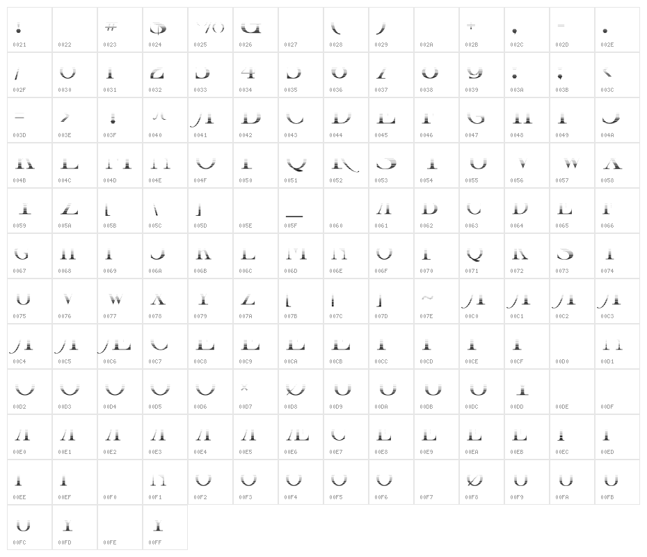 CastawayFillv-MediumInline Character Map