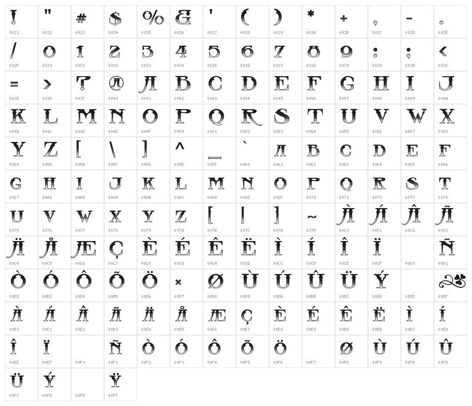 CastawayInlinev-MediumInline Character Map