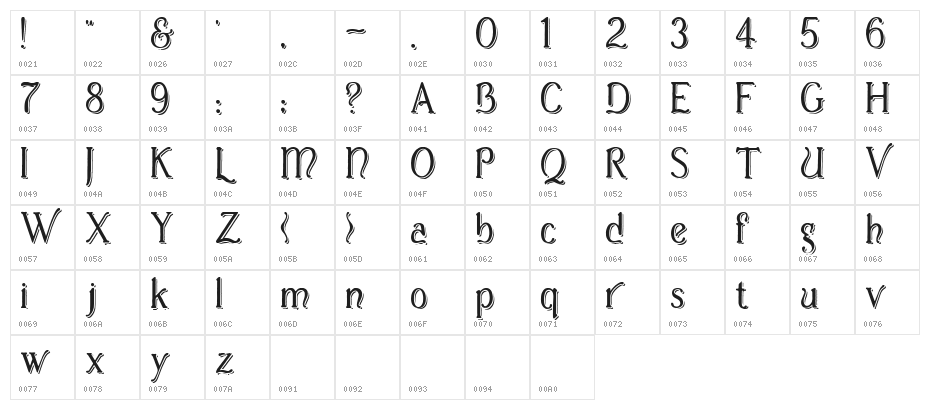 Casua_Shopsign Character Map