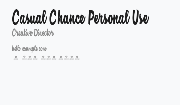 Casual Chance Personal Use  Business Card