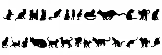Cat Silhouettes Schriftart Groß