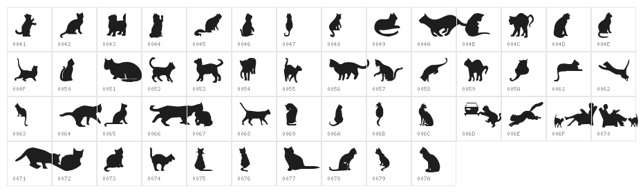 Cat Silhouettes Character Map