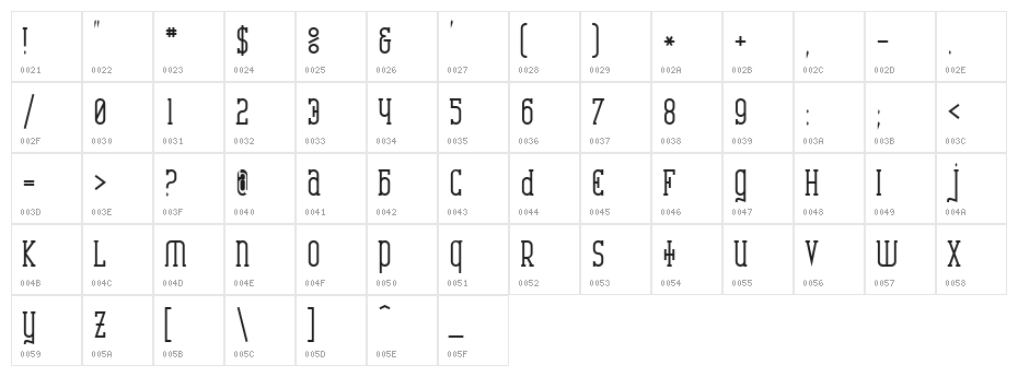 Catharsis Requiem Bold Character Map