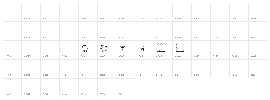 Cathy's Art Deco Dings LT Character Map