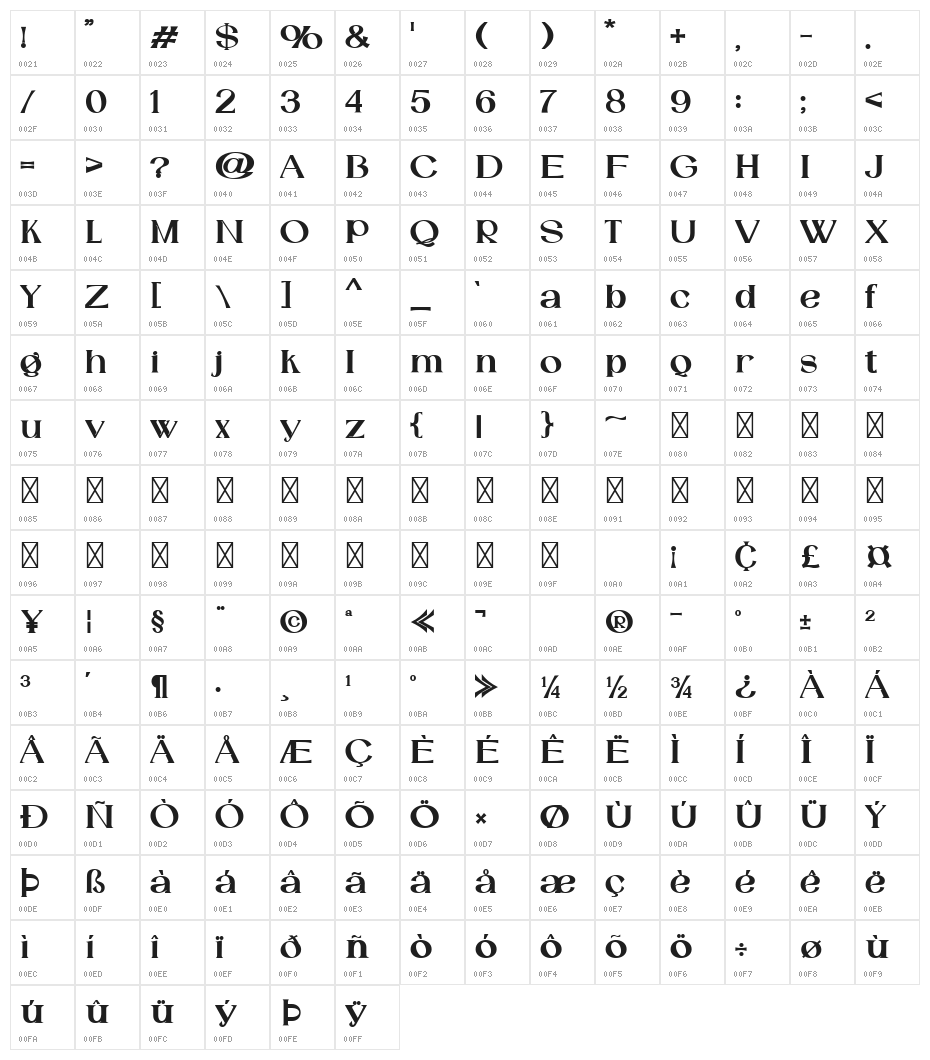 Catilde Semi Bold Character Map