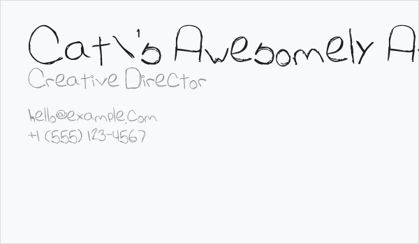 Cat's Awesomely Awesome Font Business Card