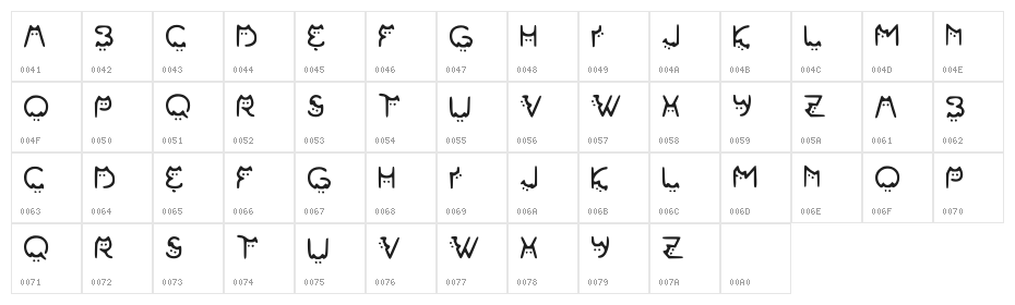 Cats Font Regular Character Map