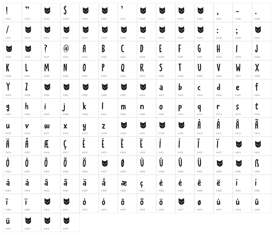 CatskinDEMO-Regular Character Map