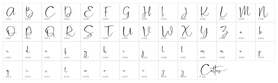 CattusFree-Regular Character Map