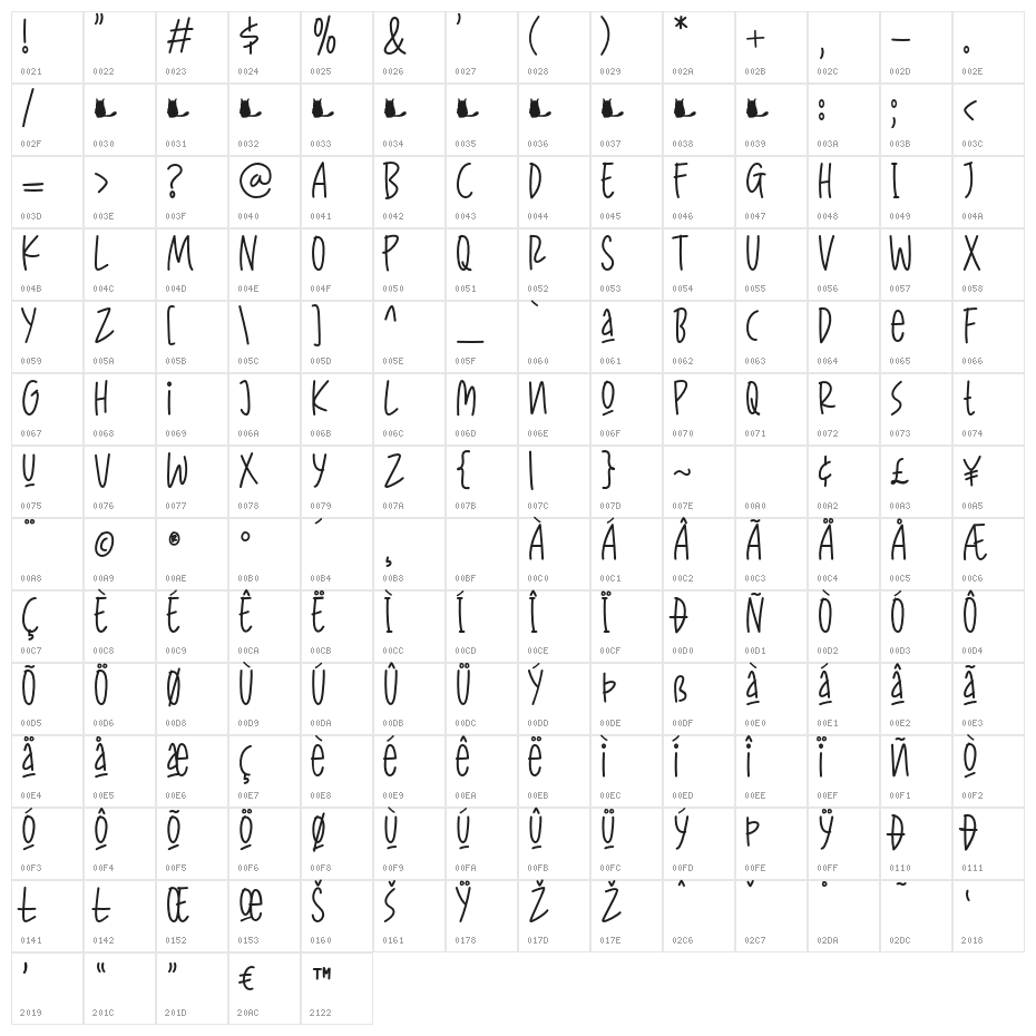 CattyLines-Medium Character Map