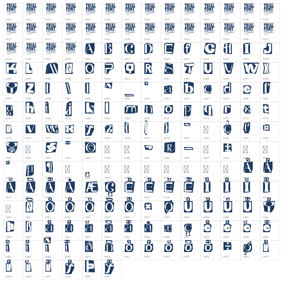 Causing Massive Demo Regular Character Map