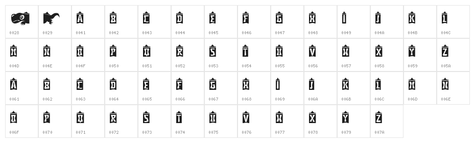 Cave Regular Character Map