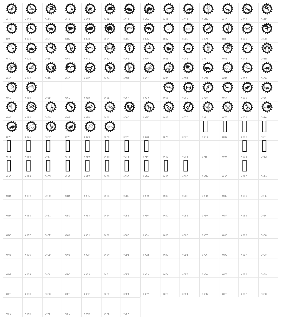 CaveStars Character Map