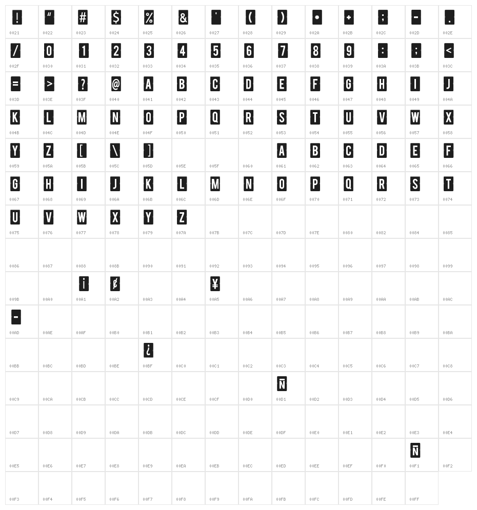calendar note tfb Character Map