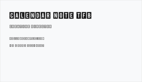 calendar note tfb Business Card