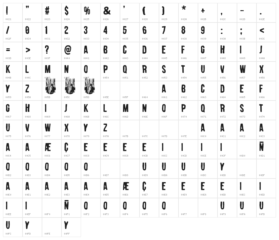 camello de spit Character Map